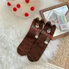 Calcetines de Felpa Polar para Mujer, Calcetines Gruesos de Invierno Cálidos de Media Pantorrilla, Calcetines para el Suelo, Calcetines para Dormir en Casa, Coral Polar Lindo para Maternidad