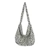 Bolsa de Tela con Estampado de Leopardo Perezoso Estilo Coreano y Japonés para Mujer, Gran Capacidad, Bolso Tote Casual Elegante, Artístico 2026 Bolso Dumpling