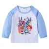 2026 Nova Camiseta Infantil de Primavera e Outono Gola Redonda Desenho Animado Manga Longa Camiseta Básica Conjunto para Meninos e Meninas Camiseta de Algodão