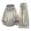 Estilo Novo de Primavera Moda Americana College Conjunto de Roupa para Jovens Estudantes, Moletom com Capuz Solto, Calças de Corte Reto, Conjunto de Duas Peças