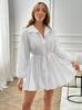 Vestido Elegante de Color Sólido para Mujer de Talla Grande con Cintura Ajustable, Manga Larga, Sitio Independiente de Amazon Transfronterizo Europeo y Americano