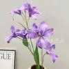 Estilo Pintura a Óleo Flor de Orquídea Chama Artificial 6 Cabeças Decoração Sala de Estar Casa Salão de Casamento Cenário de Jardim Decoração Vitrine