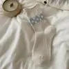 Meias de Lã Outono e Inverno para Mulheres, Engrossadas, Quentes, Punho Dobrado Canelado, Xadrez Losango Sal Marinho Flor Pequena, Meias de Cano Médio, Meias Largas Estilo Japonês para Mulheres