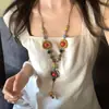 [Mi Cara Es Muy Redonda] Collar de Estilo Bohemio para Mujer, Nueva Cadena Larga para Suéter de Estilo Étnico Chinoiserie Zen