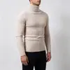 Otoño Invierno Nuevo Suéter de Punto Trenzado Ajustado de Cuello Alto para Hombre Moda Juvenil Casual Capa Base