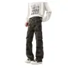 Pantalones de camuflaje de pierna recta estilo americano de trabajo desgastados de moda transfronterizos para hombre, primavera y otoño, multibolsillos, jeans acampanados casuales versátiles