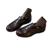 Mocasines Retro Tacón Grueso Estilo Británico Zapatos Pequeños de Cuero Slip-on Zapatos Perezosos para Mujer Versátiles de Cuero PU Planos de Una Sola Pieza Moda
