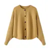 Cárdigan de cachemira rojo con cuello redondo, nuevo estilo otoño/invierno, suéter de punto holgado, de un solo botón, prenda exterior casual