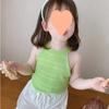 Regata Fina de Verão para Meninas, Regata de Seda Gelo com Alça para Uso Externo, Regata Tricotada de Gola Redonda Infantil, Regata de Verão com Alça Estilo Coreano