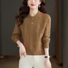 Suéter de cuello semi-alto para mujer, nuevo estilo otoño e invierno, jersey de punto, top rejuvenecedor, camiseta básica de punto holgada y moderna