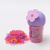 Bandas de Goma de Colores con Flores en Stock Transfronterizas en un Cubo, Ligas para el Cabello para Niñas, Bandas para el Cabello No Dañinas, Accesorios para el Cabello para Niños