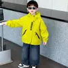 Cortavientos con Capucha de Letras para Niños Estilo Primavera y Otoño para Bebés y Niños Pequeños Chaqueta Cortavientos Informal Chaqueta Infantil Holgada con Cremallera