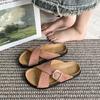 Chanclas Casuales Boken de Suela Gruesa para Playa Verano y Otoño 2025 Nuevas con Hebilla de Correa Cruzada para Mujer