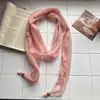 Lenço de Seda Longo Liso com Contas Estilo Coreano para Mulheres, Novo Modelo 2026, Lenço de Pescoço com Vibe Artística, Lenço Fino Pequeno