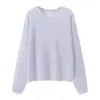 Top de punto ligeramente transparente de acetato de lyocell para mujer, verano, fino, holgado, estilo perezoso, versátil, cuello redondo, protector solar, cobertura