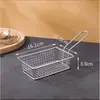 Cesta de Batatas Fritas em Aço Inoxidável 304, Cesta de Salgadinhos para Frango Frito, Cesta de Salgadinhos para Loja de Chá com Leite, Caixa de Salgadinhos para Hotel, Recipiente para Frituras