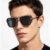 Óculos de Sol Aviador com Armação Vintage UV400 Óculos de Sol Quadrados de Metal para Homens Mulheres