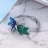 Anillo de Flor de Esmalte Cloisonné Fresco Pequeño para Mujer Estilo Pastoral Artesanía de Gota de Pegamento Plata Tailandesa Moda Creativo Anillo para Dedo Índice