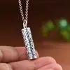 Pingente de prata cilíndrico simples de prata com pé de rei veado dourado estilo étnico vintage padrão tang sweed fosco caixa gagu para homens e mulheres