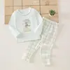 Conjunto de algodón puro con Lycra para niños, ropa y pantalones de otoño sin costuras, ropa interior Clase A para niñas, pijamas para niños, conjunto de dos piezas