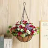 Zonghong Fabricante Venta al por Mayor Cubo Colgante Tejido Cestas para Flores Hotel Hogar Balcón Jardinería Artesanía en Madera Maceta Colgante Tejida Estilo Floreros