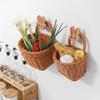 Imitação Rattan Plástico Tecido Frutas Legumes Azul Piquenique Cebolinha Gengibre Alho Armazenamento Cesto Pequeno Presente Acompanhante Corda de Algodão Tecido Armazenamento