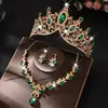 Stock Listo Vestido de Novia al por Mayor con Joyería para Novia Corona Collar Pendientes Conjunto de Dos Piezas Joyería de Aleación para Mujer Ecológico