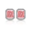 Pendientes de Botón Rectangulares Europeos y Americanos Transfronterizos Deslumbrantes de Gran Kilate Corte Flor de Hielo Diamante de Alto Carbono Piedra Principal 8X10 Gotas en Vivo Dropshipping