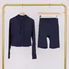 Conjunto de Chaqueta con Capucha Corta y Pantalón de Cinco Cuartos Lulu Df, Ajustado con Capucha Elástico Transpirable Ropa de Fitness Yoga