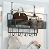 Colgador detrás de la puerta, artefacto para abrigos y sombreros de entrada, estante de almacenamiento montado en la pared, sin perforaciones, tendedero colgante lateral para puerta de dormitorio