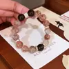[Tesouro Colorido] Pulseira de Cristal Super Sete Preto Dourado Natural Explosões do Livro Vermelho Pulseira de Cristal de Chá Sentido de Luxo Leve de Alta Qualidade