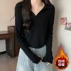 Gola polo puro desejo estilo manga curta camiseta feminina primavera e outono quente menina design sentido nicho fino base interna top
