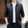 Jaqueta de Couro Masculina Outono Inverno 2026 Casual de Negócios Gola Lapela Pessoas de Meia-Idade e Jovens Com Forro de Veludo Espessura Extra Jaqueta de Couro U Outerwear Masculino