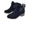 Botas Martin de talla grande para mujer transfronterizas europeas y americanas 2024 nuevo estilo británico hebilla de cinturón puntera redonda tacón cuadrado botas mujer venta al por mayor