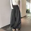 Calça Cargo Feminina de Algodão Tencel com Bolinhas Estilo Coreano Outono 2026 Perna Larga Solta Relaxada Afunilada Calça Balão
