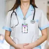 Porta-credencial retráctil de venta cruzada más vendido, fácil de jalar, con cordón de poliéster para personal médico, estetoscopio, porta-credencial de trabajo UV