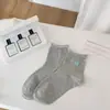Calcetines Grises para Mujer, Estilo Delgado de Verano, Calcetines de Media Pantorrilla con Borde Enrollado y Bordado de Moño, Estilo Coreano, Calcetines de Algodón Sin Costuras de Estilo Trendy Ins