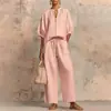 Roupas femininas transfronteiriças europeias e americanas 2026, novo conjunto de moda casual de outono, conjunto de calças retas de cor sólida, com zíper, de corte solto
