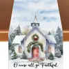 Nuevo camino de mesa navideño de Amazon transfronterizo con decoración de copo de nieve, mantel de lino duradero y resistente, suministro exclusivo