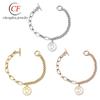 Amazon Mais Vendido Moda Banhado a Ouro Rosa Joias Figura Vintage Redondo Marca Aço Titânio Pulseira Fecho Otbuckle