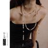 Cadena de Suéter de Perlas en Capas Fragmentadas Europea y Americana Transfronteriza Collar Asimétrico de Tres Capas para Mujer Collar de Perlas Francés de Múltiples Capas