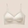 Los bustos pequeños se ven más grandes con el sujetador strapless sin costuras y sin espalda para mujer, copa fija, sin varillas, push-up, sujetador tipo tank top anti-caída