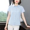 Camisas de Algodão para Mães de Meia-Idade e Idosas para Mulheres Verão 2025 Nova Moda Look Solto Emagrecedor Casual Tops de Manga Curta Tendência