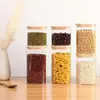 Frasco de Vidrio Transparente Cuadrado para Alimentos con Tapa Contenedor para Granos de Té Café Caja Sellada para Snacks Nueces Organizador de Cocina