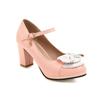Comércio exterior pequeno fresco moda fivela salto grosso doce laço sapato de salto alto JGB2021N0006019
