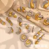 Temperamento Europeo y Americano Diseño de Nicho Pendientes de Oro Acero Inoxidable Chapado en Oro de 18K Doble Color Boca Pendientes de Árbol de Navidad para Mujer