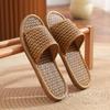 Chinelos domésticos Verão Masculino Rattan Palha Tecido Indoor Home Linen Non-slip Verão Piso Feminino Fundo Grosso Quatro Estações