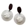 Aretes Redondos de Concha Natural Exagerados, Estilo Bohemio de Resort Costero, Diseño Largo que Hace que el Rostro Parezca Más Pequeño, Aretes Únicos y Elegantes