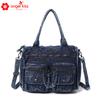 Angelkiss Bolsa de Hombro para Mujer Estilo Europeo y Americano al por Mayor Color Sólido Lavada Gran Capacidad Bolsa Cruzada para Motocicleta Resistente al Viento