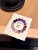Pulseira de Ametista Gradiente Natural Original Roxo Profundo Lepidolita Ametista Nove Laranja Fogo Roxo Versátil Temperamento